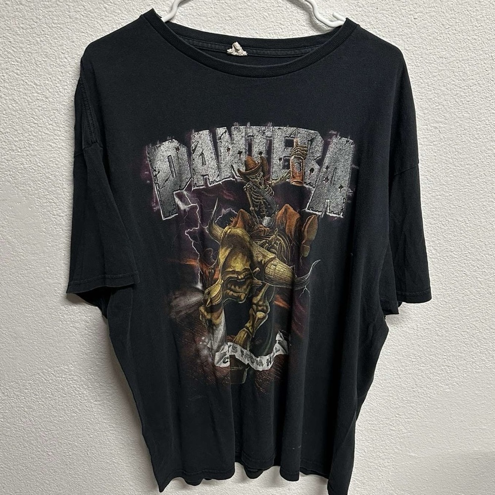 Pantera Skeleton Cowboy Black Graphic T-Shirt